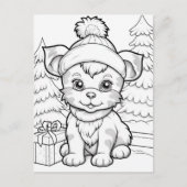 Carte Postale Chien festif enfants coloriage  (Devant)