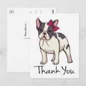 Carte Postale Chien français mignon Merci de Bulldog Français Ch (Devant / Derrière)