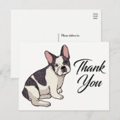 Carte Postale Chien français mignon Merci de Bulldog Français Ch (Devant / Derrière)