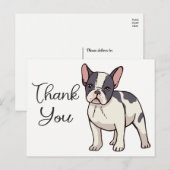 Carte Postale Chien français mignon Merci de Bulldog Français Ch (Devant / Derrière)
