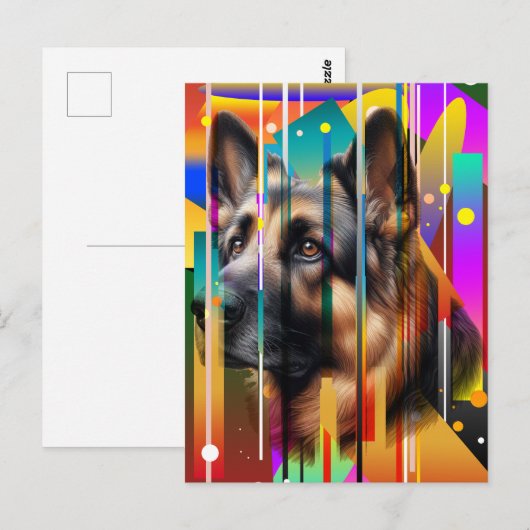 Carte Postale Chien Géométrique Moderne (Devant / Derrière)