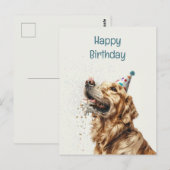Carte Postale Chien Golden Retriever d'anniversaire (Devant / Derrière)