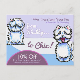 Carte Postale Chien Groomer Shabby Chic Westie Coupon Mailer