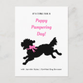Carte Postale Chien Grooming Rendez-vous Bow rose Noir Chien (Devant)