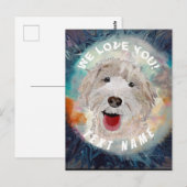 Carte Postale Chien heureux, Labradoodle souriant (Devant / Derrière)