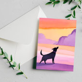 Carte Postale Chien Howl | Aquarelle de chien noir Silhouette