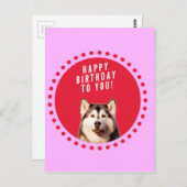 Carte Postale Chien Husky Sibérien mignon qui souhaite un joyeux (Devant / Derrière)