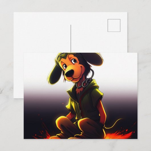 Carte Postale Chien Jaune (Devant / Derrière)