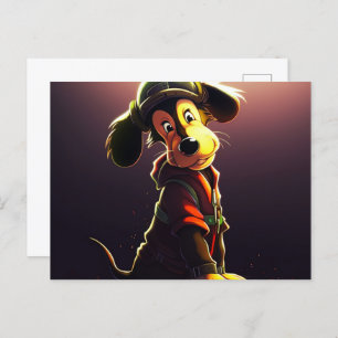 Carte Postale Chien Jaune