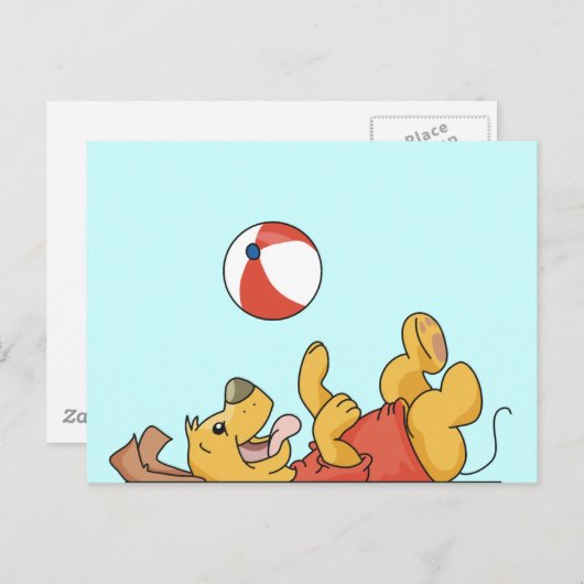 Carte Postale Chien jouant avec des tee-shirts et des cadeaux de (Devant / Derrière)