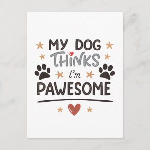 Carte Postale Chien joueur Art de dessin animé Pawesome