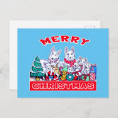 Carte Postale Chien Joyeux Noël Blanc Berger Fête GSD Fun (Devant / Derrière)