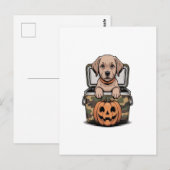 Carte Postale Chien Labrador Brun Halloween Effrayant (Devant / Derrière)