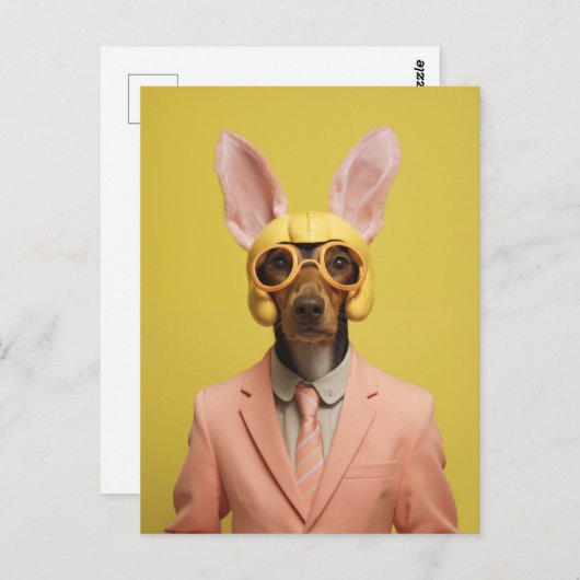 Carte Postale Chien lapin de Pâques Dapper (Devant / Derrière)