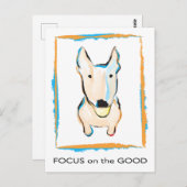 Carte Postale Chien le plus heureux jamais English bull Terrier (Devant / Derrière)