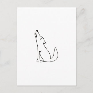 Carte Postale Chien loup de coyote hurler - amusant dessin de li