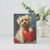 Carte Postale Chien maltais Vintage Saint Valentin (Debout devant)