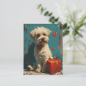 Carte Postale Chien maltais Vintage Saint Valentin (Debout devant)