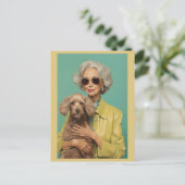Carte Postale Chien Maman Monnaie Jaune Vert (Debout devant)