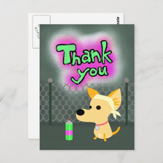 Carte Postale Chien Merci de graffiti (Devant / Derrière)