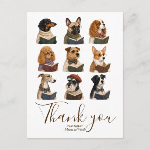 Carte Postale Chien Merci Lecture Amoureux des Livres Animal de