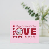 Carte Postale Chien mignon amour Coeurs Valentines Day Red Post (Debout devant)