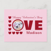 Carte Postale Chien mignon amour Coeurs Valentines Day Red Post (Devant)
