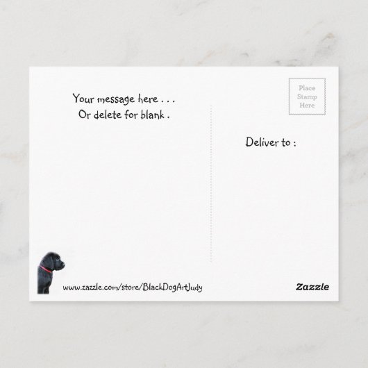 Carte Postale Chien mignon de marionnette du Black Lab - Chien d (Dos)