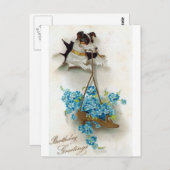 Carte Postale Chien mignon et chaussure voeux d'anniversaire (Devant / Derrière)