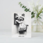 Carte Postale Chien mignon vintage Bonjour salutations (Debout devant)