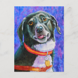 Carte Postale Chien noir Framboise