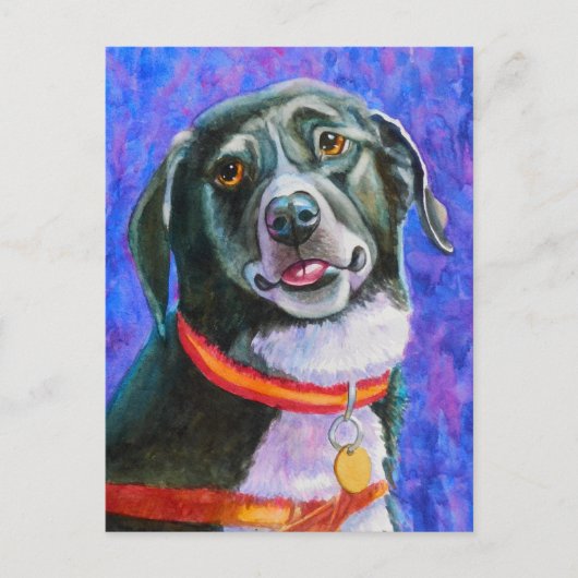 Carte Postale Chien noir Framboise (Devant)