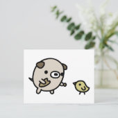 Carte Postale Chien nourrissant l'oiseau (Debout devant)