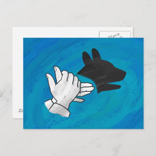 Carte Postale Chien Ombré sur bleu (Devant / Derrière)