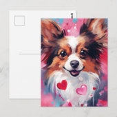 Carte Postale Chien Papillon Saint-Valentin (Devant / Derrière)