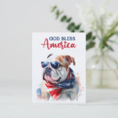 Carte Postale Chien Patriotique-Bouledogue, Dieu Bénisse l'Améri (Debout devant)