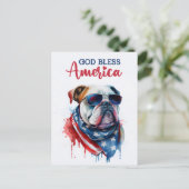 Carte Postale Chien Patriotique-Bouledogue, Dieu Bénisse l'Améri (Debout devant)