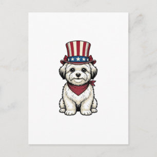 Carte Postale Chien Patriotique Gravure Vintage Design Vectoriel