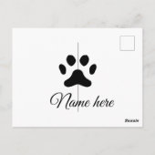 Carte Postale Chien patte noir animal ajouter nom texte animal p (Dos)