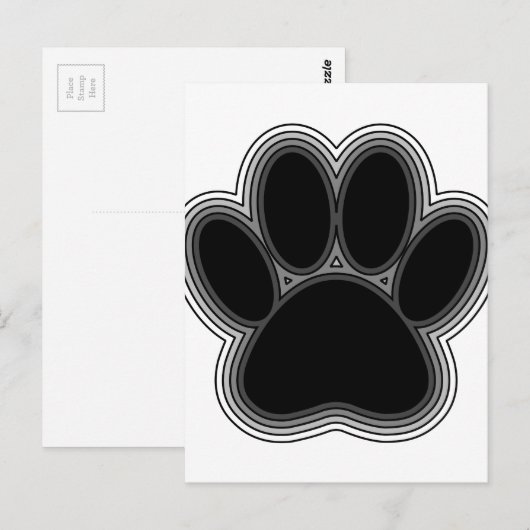 Carte Postale Chien Paw Avec Plan (Devant / Derrière)