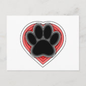 Carte Postale Chien Paw Dans Le Coeur Rouge Avec Les Outlines (Devant)