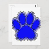 Carte Postale Chien Paw En Bleu Avec Contours (Devant / Derrière)