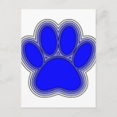Carte Postale Chien Paw En Bleu Avec Contours (Devant)