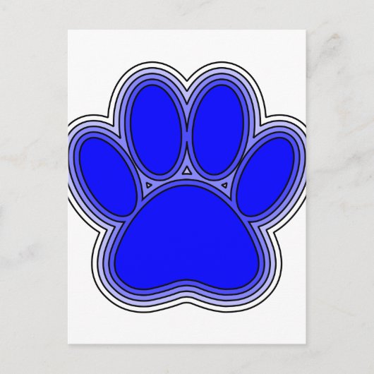 Carte Postale Chien Paw En Bleu Avec Contours (Devant)
