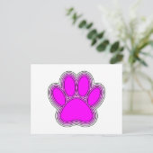 Carte Postale Chien Paw En Rose Avec Des Contours (Debout devant)