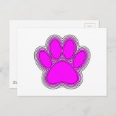 Carte Postale Chien Paw En Rose Avec Des Contours (Devant / Derrière)