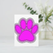 Carte Postale Chien Paw En Rose Avec Des Contours (Debout devant)