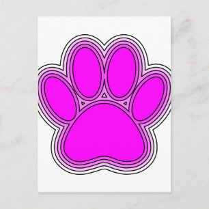 Carte Postale Chien Paw En Rose Avec Des Contours