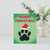 Carte Postale Chien Pawprint Santas Casquette (Debout devant)