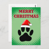 Carte Postale Chien Pawprint Santas Casquette (Devant / Derrière)